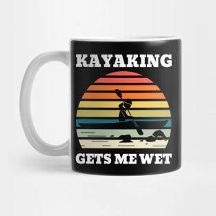 Kayaking Gets Me Wet Retro Sunset Mug